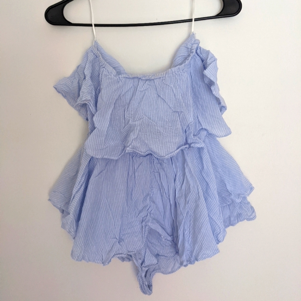 Fashion Nova baby blue coverup romper XS